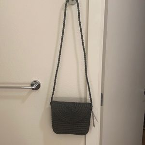 Black straw crossbody bag